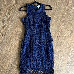 Greylin Navy Crochet Lace dress XS